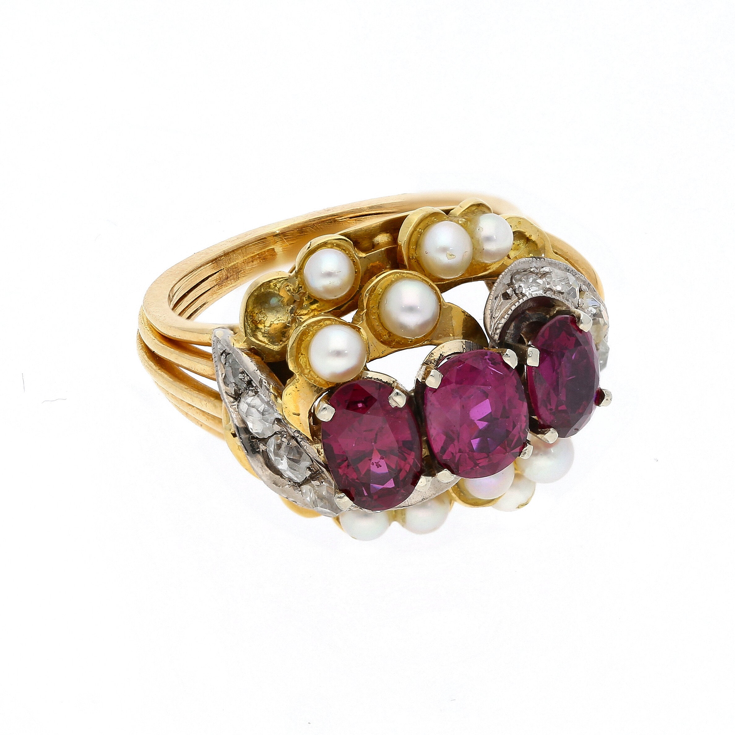 Rubin-Perlen-Diamant Ring