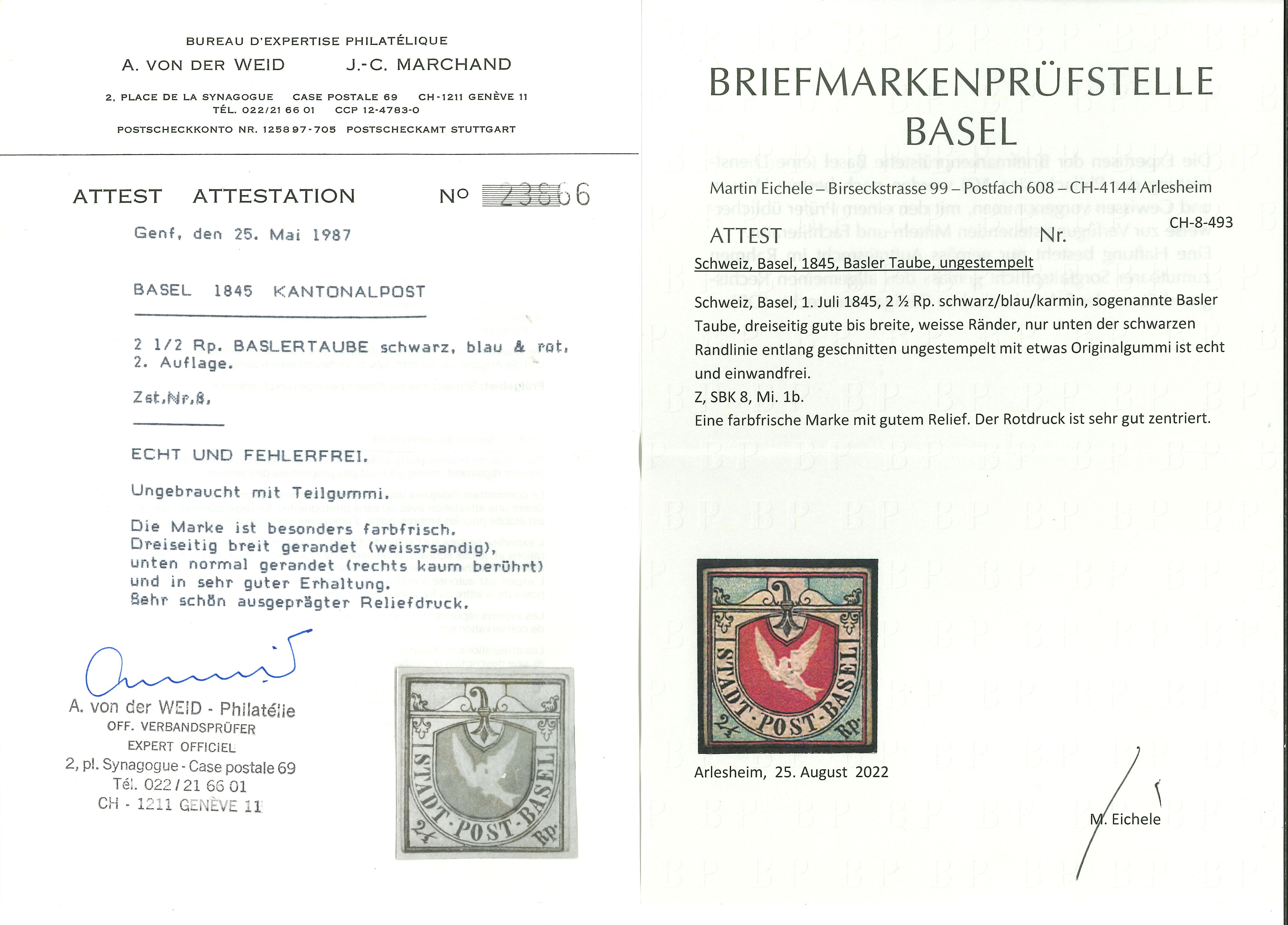 Schweiz: Basler-Taube 1845