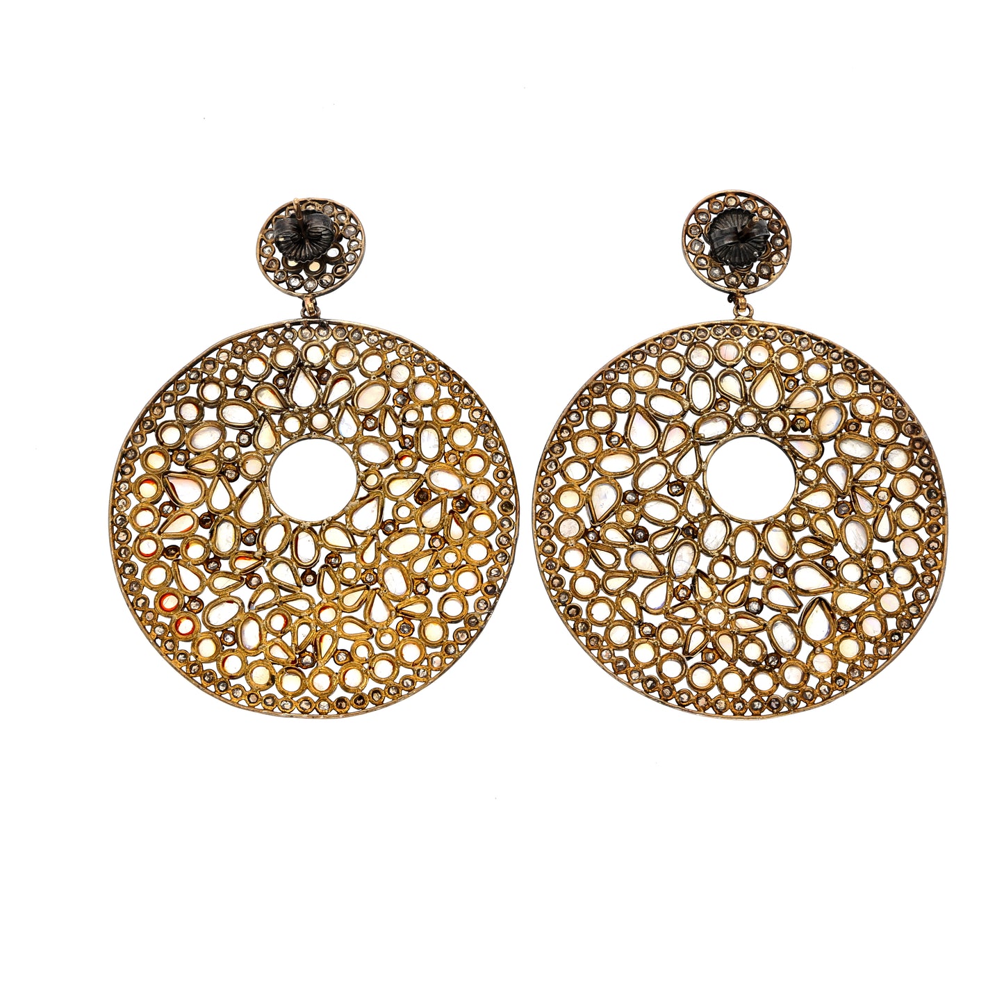 Silber-Mondstein-Diamant-Ohrhänger