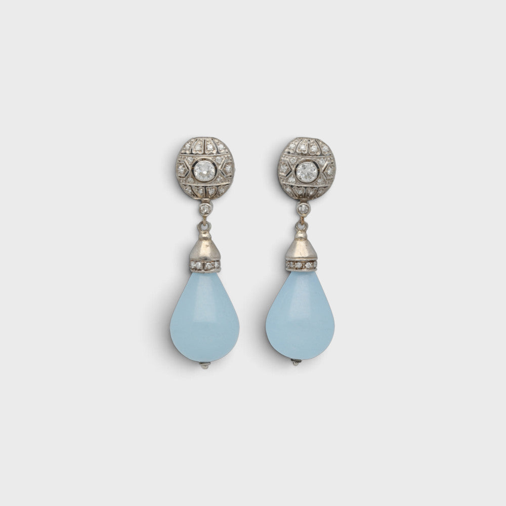 Aquamarin-Diamant Ohrschmuck