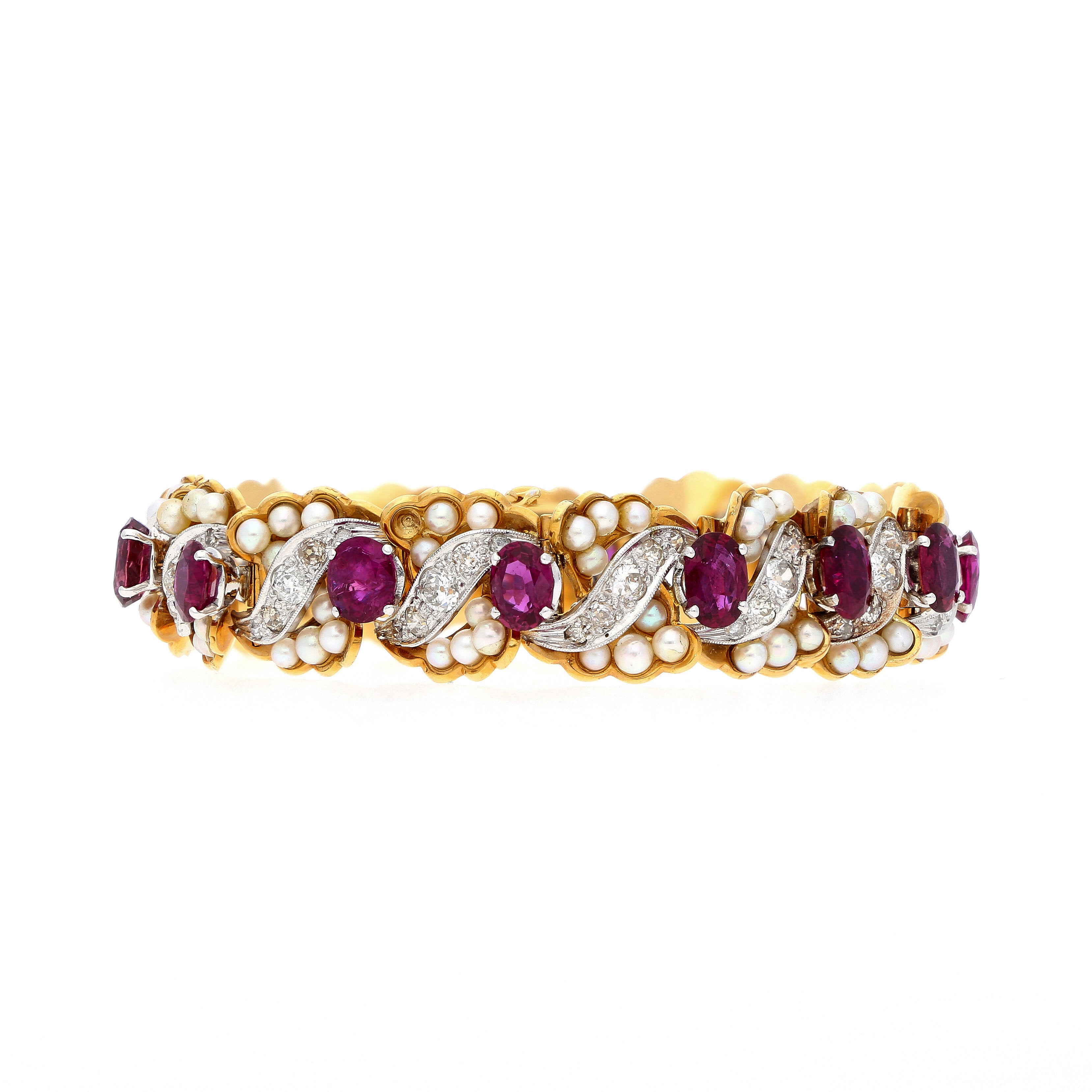 Rubin-Perlen-Diamant Armband