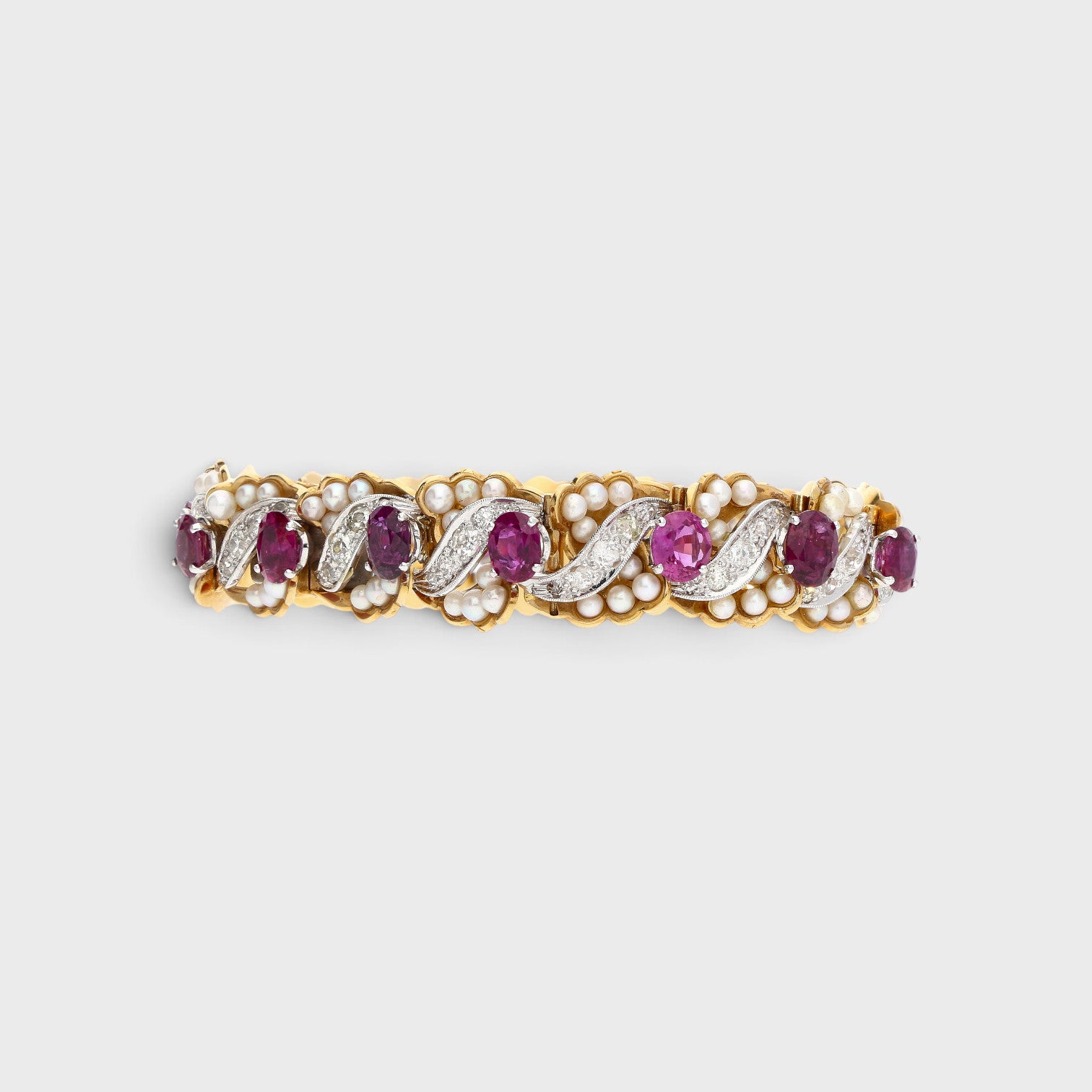 Rubin-Perlen-Diamant Armband