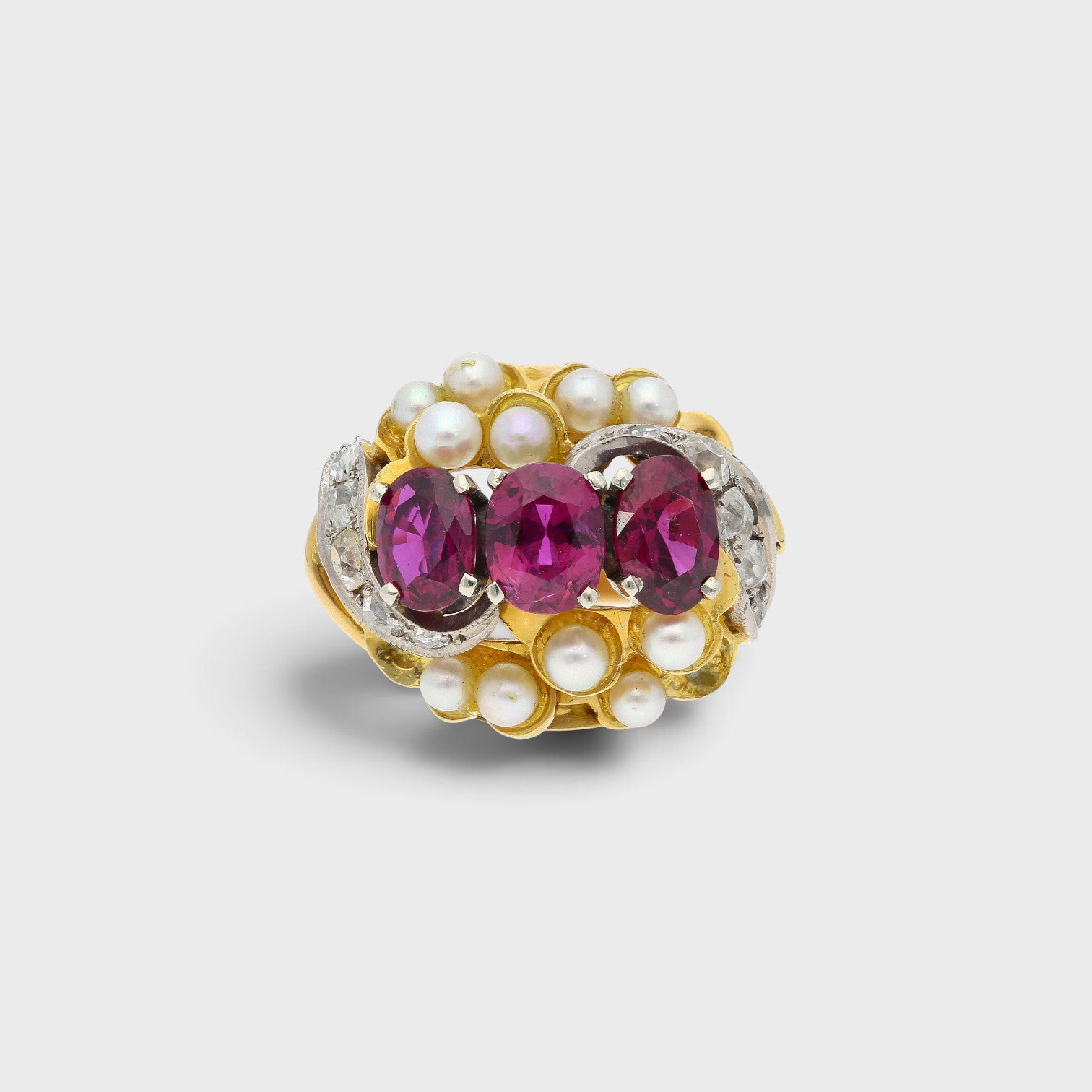 Rubin-Perlen-Diamant Ring