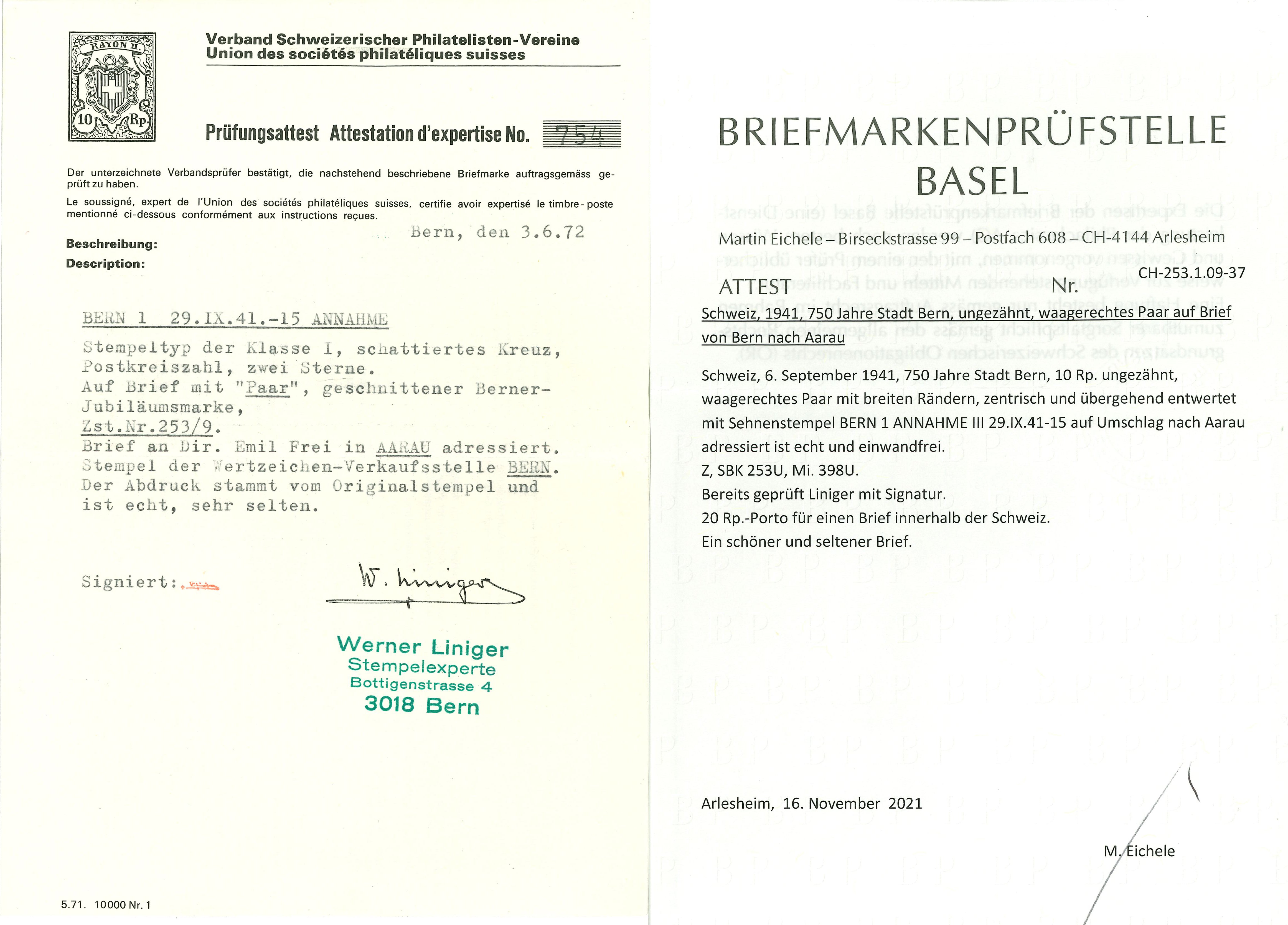 Schweiz 1941: 750 Jahre Bern