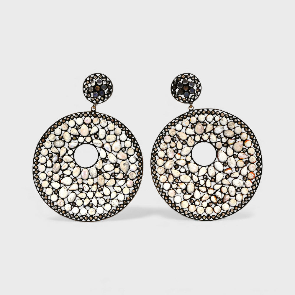 Silber-Mondstein-Diamant-Ohrhänger