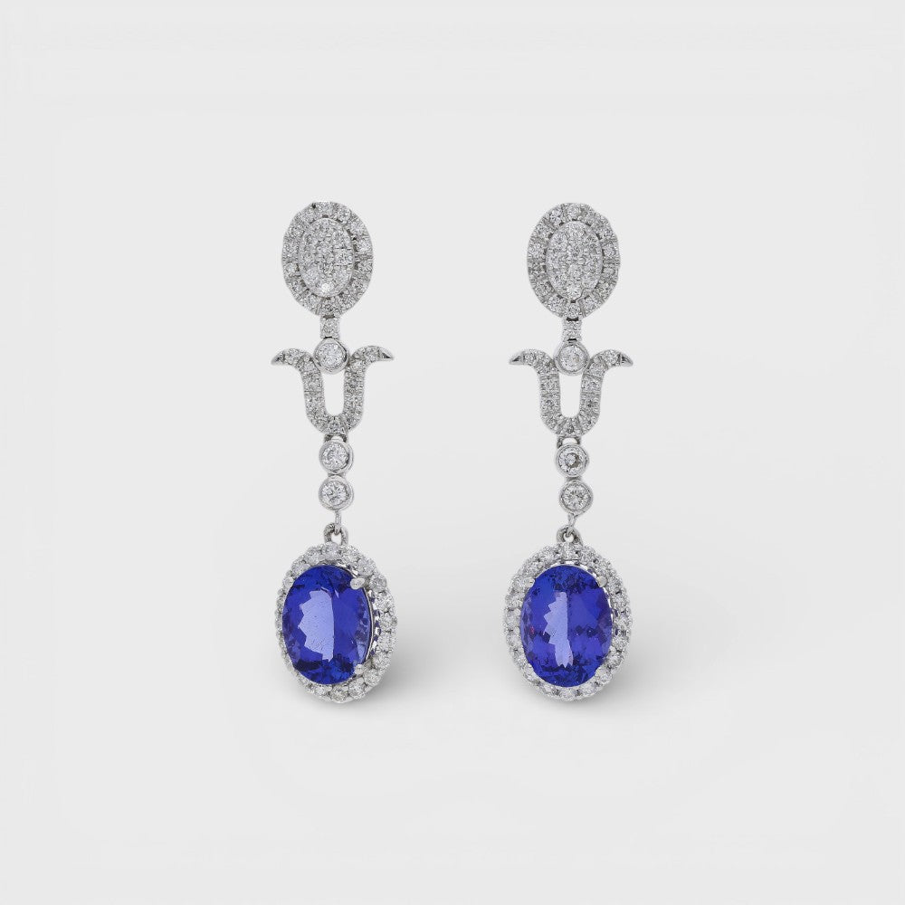 Tansanit-Brillant Ohrschmuck