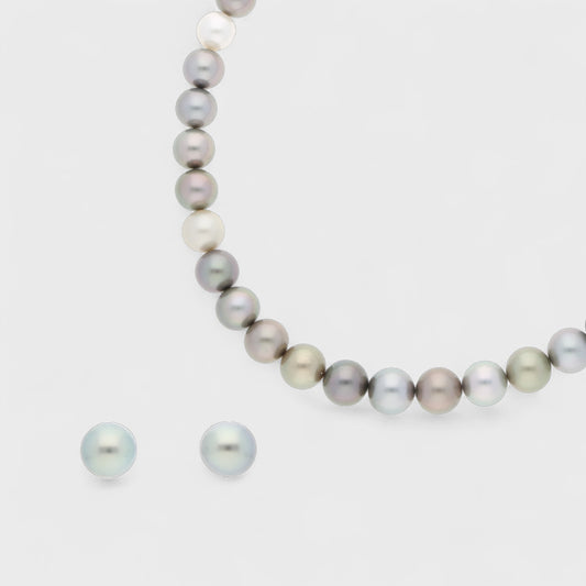 Tahiti-Perlen-Collier und Ohrstecker